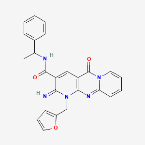 7-[(furan-2-yl)methyl]-6-imino-2-oxo-N-(1-phenylethyl)-1,7,9-triazatricyclo[8.4.0.0^{3,8}]tetradeca-3(8),4,9,11,13-pentaene-5-carboxamide