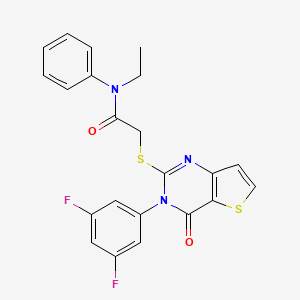 molecular formula C22H17F2N3O2S2 B2649327 2-{[3-(3,5-difluorophenyl)-4-oxo-3,4-dihydrothieno[3,2-d]pyrimidin-2-yl]sulfanyl}-N-ethyl-N-phenylacetamide CAS No. 1260931-99-4