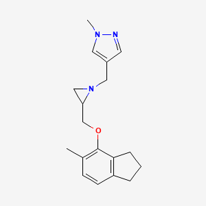 1-Methyl-4-[[2-[(5-methyl-2,3-dihydro-1H-inden-4-yl)oxymethyl]aziridin-1-yl]methyl]pyrazole