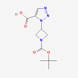 molecular formula C11H16N4O4 B2649345 1-{1-[(叔丁氧羰基)氮杂环丁烷-3-基]-1H-1,2,3-三唑-5-羧酸} CAS No. 2092090-14-5