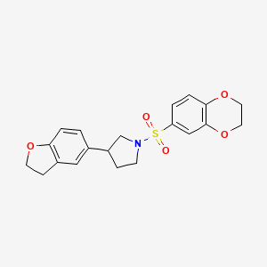 molecular formula C20H21NO5S B2649355 1-(2,3-Dihydro-1,4-benzodioxine-6-sulfonyl)-3-(2,3-dihydro-1-benzofuran-5-yl)pyrrolidine CAS No. 2097920-12-0
