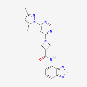 molecular formula C19H18N8OS B2649378 N-(benzo[c][1,2,5]thiadiazol-4-yl)-1-(6-(3,5-dimethyl-1H-pyrazol-1-yl)pyrimidin-4-yl)azetidine-3-carboxamide CAS No. 2034232-66-9