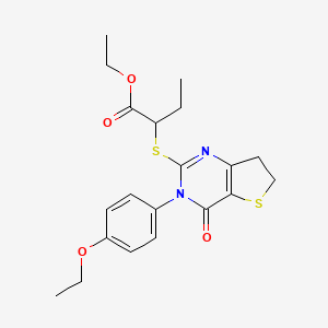 molecular formula C20H24N2O4S2 B2649385 Ethyl 2-[[3-(4-ethoxyphenyl)-4-oxo-6,7-dihydrothieno[3,2-d]pyrimidin-2-yl]sulfanyl]butanoate CAS No. 686772-76-9