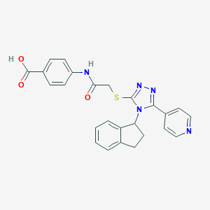molecular formula C25H21N5O3S B264939 4-[({[4-(2,3-dihydro-1H-inden-1-yl)-5-(4-pyridinyl)-4H-1,2,4-triazol-3-yl]sulfanyl}acetyl)amino]benzoic acid 
