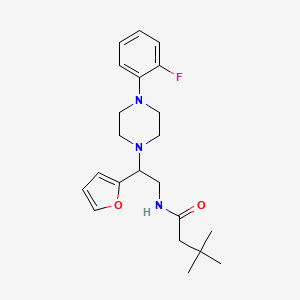 N-(2-(4-(2-fluorophenyl)piperazin-1-yl)-2-(furan-2-yl)ethyl)-3,3-dimethylbutanamide