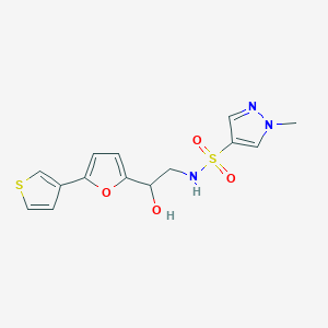 molecular formula C14H15N3O4S2 B2649403 N-(2-hydroxy-2-(5-(thiophen-3-yl)furan-2-yl)ethyl)-1-methyl-1H-pyrazole-4-sulfonamide CAS No. 2034434-86-9