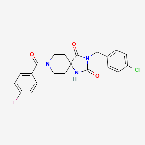molecular formula C21H19ClFN3O3 B2649416 3-(4-Chlorobenzyl)-8-(4-fluorobenzoyl)-1,3,8-triazaspiro[4.5]decane-2,4-dione CAS No. 1021067-20-8