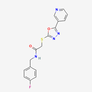 molecular formula C16H13FN4O2S B2649418 N-[(4-fluorophenyl)methyl]-2-[(5-pyridin-3-yl-1,3,4-oxadiazol-2-yl)sulfanyl]acetamide CAS No. 899967-72-7