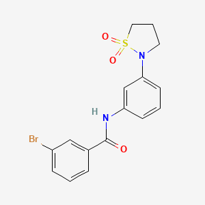 molecular formula C16H15BrN2O3S B2649433 3-溴-N-(3-(1,1-二氧化异噻唑烷-2-基)苯基)苯甲酰胺 CAS No. 946261-06-9