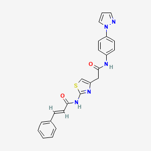 molecular formula C23H19N5O2S B2649435 N-(4-(2-((4-(1H-pyrazol-1-yl)phenyl)amino)-2-oxoethyl)thiazol-2-yl)cinnamamide CAS No. 1207062-01-8