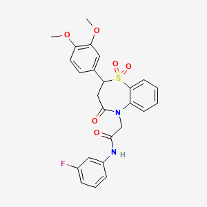 2-(2-(3,4-dimethoxyphenyl)-1,1-dioxido-4-oxo-3,4-dihydrobenzo[b][1,4]thiazepin-5(2H)-yl)-N-(3-fluorophenyl)acetamide