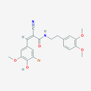 molecular formula C21H21BrN2O5 B2649471 (Z)-3-(3-Bromo-4-hydroxy-5-methoxyphenyl)-2-cyano-N-[2-(3,4-dimethoxyphenyl)ethyl]prop-2-enamide CAS No. 502757-03-1