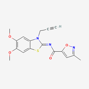 molecular formula C17H15N3O4S B2649502 (E)-N-(5,6-dimethoxy-3-(prop-2-yn-1-yl)benzo[d]thiazol-2(3H)-ylidene)-3-methylisoxazole-5-carboxamide CAS No. 946334-70-9