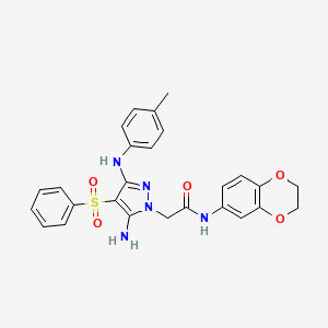 2-(5-amino-4-(phenylsulfonyl)-3-(p-tolylamino)-1H-pyrazol-1-yl)-N-(2,3-dihydrobenzo[b][1,4]dioxin-6-yl)acetamide