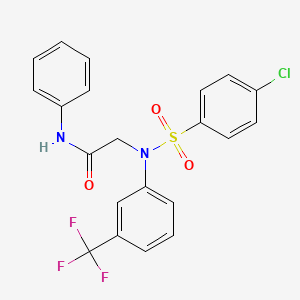 molecular formula C21H16ClF3N2O3S B2649629 2-[[(4-chlorophenyl)sulfonyl]-3-(trifluoromethyl)anilino]-N-phenylacetamide CAS No. 337922-22-2