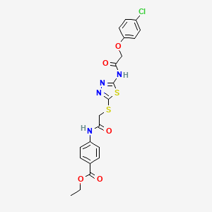 Ethyl 4-({[(5-{[(4-chlorophenoxy)acetyl]amino}-1,3,4-thiadiazol-2-yl)sulfanyl]acetyl}amino)benzoate
