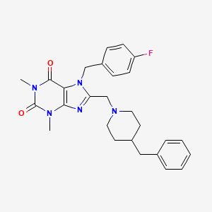 molecular formula C27H30FN5O2 B2649634 8-[(4-benzylpiperidin-1-yl)methyl]-7-(4-fluorobenzyl)-1,3-dimethyl-3,7-dihydro-1H-purine-2,6-dione CAS No. 851937-92-3