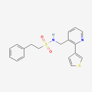 2-phenyl-N-((2-(thiophen-3-yl)pyridin-3-yl)methyl)ethanesulfonamide