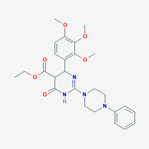 Ethyl 4-oxo-2-(4-phenylpiperazin-1-yl)-6-(2,3,4-trimethoxyphenyl)-1,4,5,6-tetrahydropyrimidine-5-carboxylate