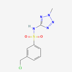 molecular formula C9H10ClN5O2S B2649650 3-(氯甲基)-N-(2-甲基-2H-1,2,3,4-四唑-5-基)苯-1-磺酰胺 CAS No. 2094144-45-1