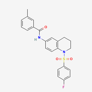 molecular formula C23H21FN2O3S B2649667 N-(1-((4-fluorophenyl)sulfonyl)-1,2,3,4-tetrahydroquinolin-6-yl)-3-methylbenzamide CAS No. 941929-63-1