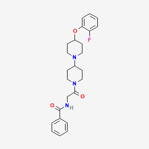 molecular formula C25H30FN3O3 B2649684 N-(2-(4-(2-氟苯氧基)-[1,4'-联哌啶]-1'-基)-2-氧代乙基)苯甲酰胺 CAS No. 1704533-81-2