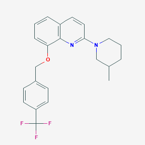 molecular formula C23H23F3N2O B2649686 2-(3-Methylpiperidin-1-yl)-8-((4-(trifluoromethyl)benzyl)oxy)quinoline CAS No. 921579-08-0