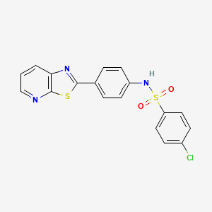 molecular formula C18H12ClN3O2S2 B2649722 4-氯-N-(4-(噻唑并[5,4-b]吡啶-2-基)苯基)苯磺酰胺 CAS No. 912623-04-2