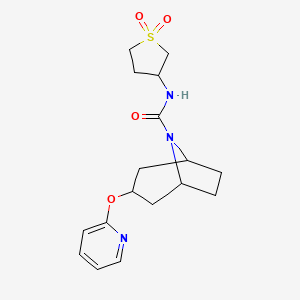 molecular formula C17H23N3O4S B2649726 (1R,3s,5S)-N-(1,1-dioxidotetrahydrothiophen-3-yl)-3-(pyridin-2-yloxy)-8-azabicyclo[3.2.1]octane-8-carboxamide CAS No. 2108511-31-3