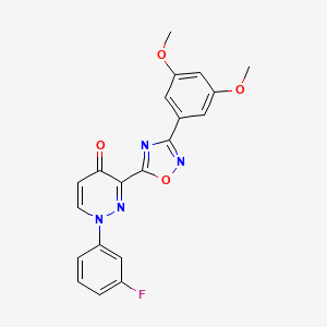molecular formula C20H15FN4O4 B2649728 3-(3-(3,5-dimethoxyphenyl)-1,2,4-oxadiazol-5-yl)-1-(3-fluorophenyl)pyridazin-4(1H)-one CAS No. 1112339-30-6