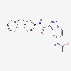 molecular formula C23H18N4O2 B2649731 5-acetamido-N-(9H-fluoren-2-yl)pyrazolo[1,5-a]pyridine-3-carboxamide CAS No. 2034452-36-1