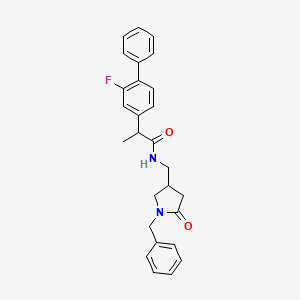 molecular formula C27H27FN2O2 B2649757 N-[(1-benzyl-5-oxopyrrolidin-3-yl)methyl]-2-{2-fluoro-[1,1'-biphenyl]-4-yl}propanamide CAS No. 2415629-65-9