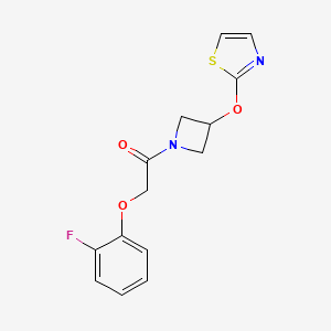 molecular formula C14H13FN2O3S B2649789 2-(2-Fluorophenoxy)-1-(3-(thiazol-2-yloxy)azetidin-1-yl)ethanone CAS No. 1797559-58-0