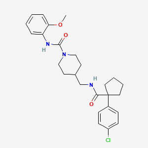 molecular formula C26H32ClN3O3 B2649798 4-((1-(4-chlorophenyl)cyclopentanecarboxamido)methyl)-N-(2-methoxyphenyl)piperidine-1-carboxamide CAS No. 1323696-07-6