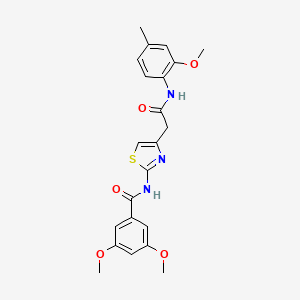 molecular formula C22H23N3O5S B2649826 3,5-dimethoxy-N-(4-(2-((2-methoxy-4-methylphenyl)amino)-2-oxoethyl)thiazol-2-yl)benzamide CAS No. 921519-77-9