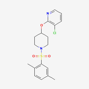 molecular formula C18H21ClN2O3S B2649837 3-Chloro-2-((1-((2,5-dimethylphenyl)sulfonyl)piperidin-4-yl)oxy)pyridine CAS No. 1448134-09-5