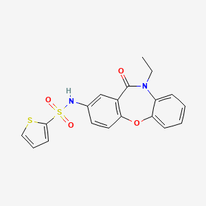 molecular formula C19H16N2O4S2 B2649842 N-(10-ethyl-11-oxo-10,11-dihydrodibenzo[b,f][1,4]oxazepin-2-yl)thiophene-2-sulfonamide CAS No. 921919-93-9