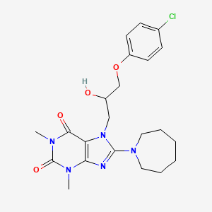 molecular formula C22H28ClN5O4 B2649855 8-(氮杂环庚-1-基)-7-(3-(4-氯苯氧基)-2-羟丙基)-1,3-二甲基-1H-嘌呤-2,6(3H,7H)-二酮 CAS No. 333305-44-5