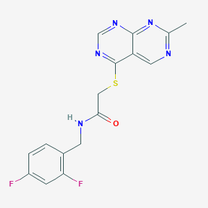 molecular formula C16H13F2N5OS B2649878 N-(2,4-二氟苄基)-2-((7-甲基嘧啶并[4,5-d]嘧啶-4-基)硫代)乙酰胺 CAS No. 1251614-14-8