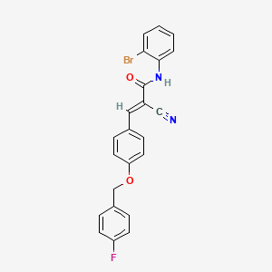 molecular formula C23H16BrFN2O2 B2649884 (E)-N-(2-bromophenyl)-2-cyano-3-[4-[(4-fluorophenyl)methoxy]phenyl]prop-2-enamide CAS No. 380478-17-1