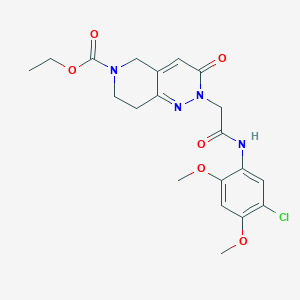 molecular formula C20H23ClN4O6 B2649894 ethyl 2-{2-[(5-chloro-2,4-dimethoxyphenyl)amino]-2-oxoethyl}-3-oxo-3,5,7,8-tetrahydropyrido[4,3-c]pyridazine-6(2H)-carboxylate CAS No. 1326836-66-1