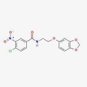 molecular formula C16H13ClN2O6 B2649900 N-(2-(benzo[d][1,3]dioxol-5-yloxy)ethyl)-4-chloro-3-nitrobenzamide CAS No. 1171792-46-3