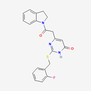 2-((2-fluorobenzyl)thio)-6-(2-(indolin-1-yl)-2-oxoethyl)pyrimidin-4(3H)-one