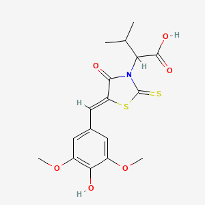 molecular formula C17H19NO6S2 B2649940 2-[(5Z)-5-[(4-hydroxy-3,5-dimethoxyphenyl)methylidene]-4-oxo-2-sulfanylidene-1,3-thiazolidin-3-yl]-3-methylbutanoic acid CAS No. 302552-11-0