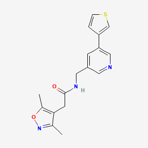 2-(3,5-dimethylisoxazol-4-yl)-N-((5-(thiophen-3-yl)pyridin-3-yl)methyl)acetamide