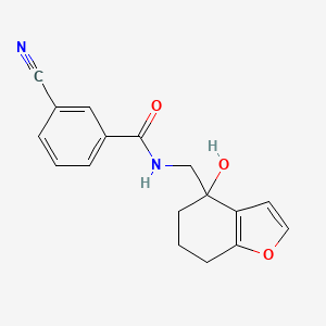 3-Cyano-N-[(4-hydroxy-6,7-dihydro-5H-1-benzofuran-4-yl)methyl]benzamide