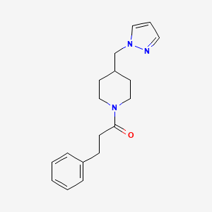 1-(4-((1H-pyrazol-1-yl)methyl)piperidin-1-yl)-3-phenylpropan-1-one