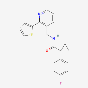 1-(4-fluorophenyl)-N-((2-(thiophen-2-yl)pyridin-3-yl)methyl)cyclopropanecarboxamide