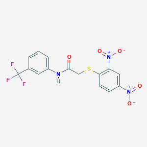 molecular formula C15H10F3N3O5S B2649989 2-(2,4-dinitrophenylthio)-N-[3-(trifluoromethyl)phenyl]acetamide CAS No. 459181-94-3