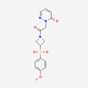 molecular formula C16H17N3O5S B2650005 2-(2-(3-((4-methoxyphenyl)sulfonyl)azetidin-1-yl)-2-oxoethyl)pyridazin-3(2H)-one CAS No. 1706146-10-2